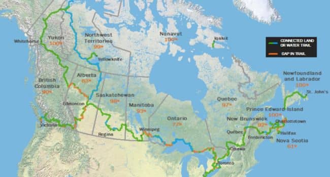 Rutas del Trans Canada Trail (The Great Trail)